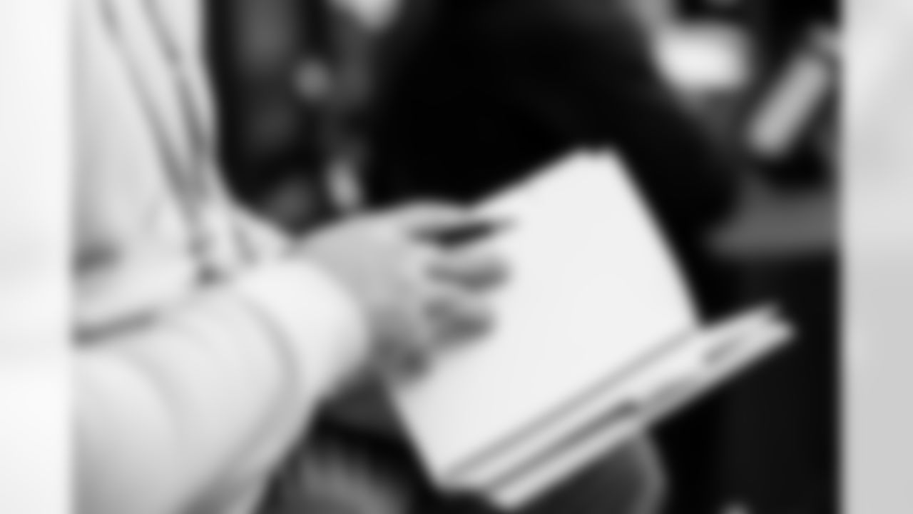 INDIANAPOLIS, IN - February 25, 2026 - Formal Interviews at the 2026 NFL Combine at Lucas Oil Stadium. Photo By Tori Richman/Tampa Bay Buccaneers