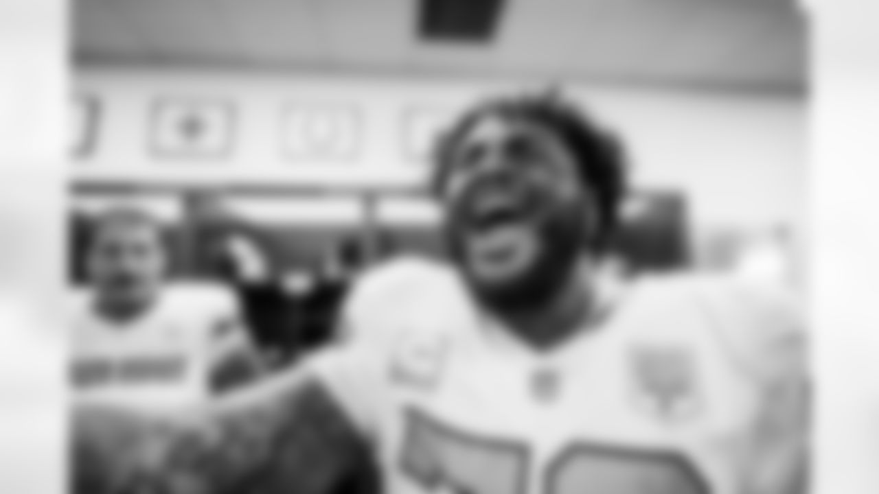 SEATTLE, WA - October 05, 2025 - Tackle Tristan Wirfs #78 of the Tampa Bay Buccaneers after the game between the Tampa Bay Buccaneers and Seattle Seahawks. The Bucs won the game, 38-35. Photo By Tori Richman/Tampa Bay Buccaneers