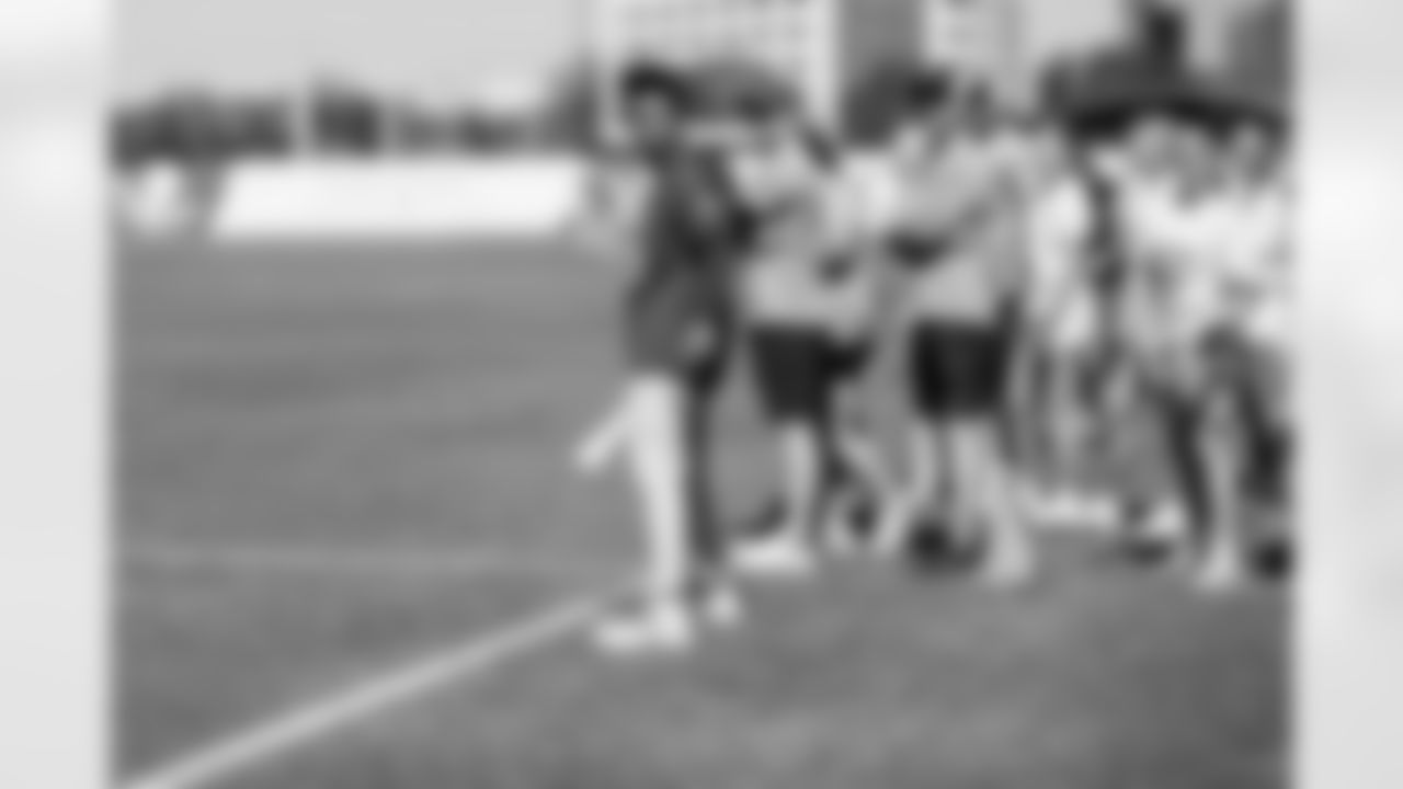 TAMPA, FL - February 13, 2026 - Wide Receiver Tez Johnson #15 of the Tampa Bay Buccaneers during the 2026 Girls Flag Football Preseason Classic at AdventHealth Training Center. Photo By Tori Richman/Tampa Bay Buccaneers