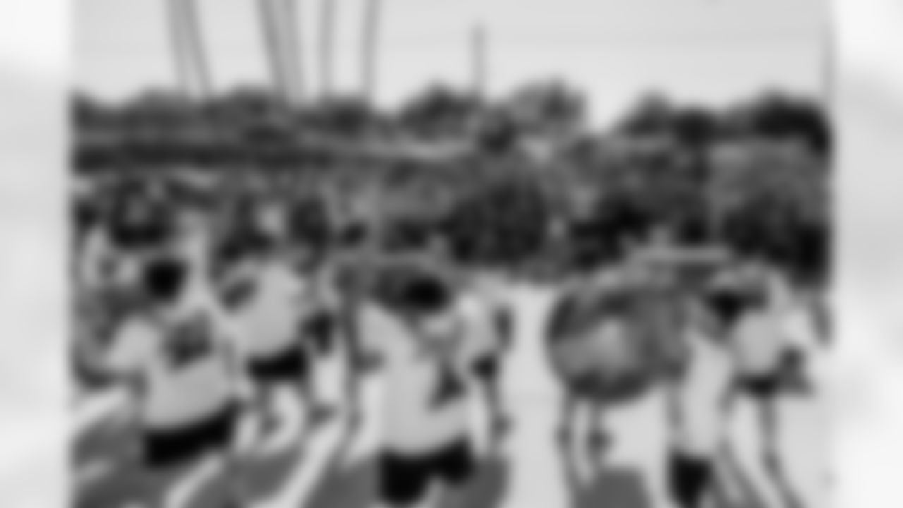 TAMPA, FL - November 30, 2025 - Buc Beat Line performs at Bucs Beach before the game between the Arizona Cardinals and Tampa Bay Buccaneers. The Bucs won the game, 20-17. Photo By Dave Pullis/Tampa Bay Buccaneers