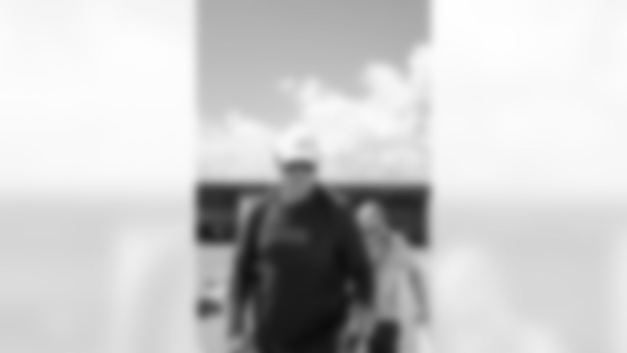 TAMPA, FL - August 12, 2025 - Offensive Coordinator Josh Grizzard of the Tampa Bay Buccaneers departs before the preseason game against the Pittsburgh Steelers. Photo By Tori Richman/Tampa Bay Buccaneers