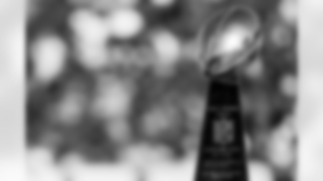 TAMPA, FL - November 30, 2025 - Vince Lombardi Trophy from Super Bowl XXXVII during Simeon Rice's Ring of Honor induction ceremony at halftime of the game between the Arizona Cardinals and Tampa Bay Buccaneers. The Bucs won the game, 20-17. Photo By Kyle Zedaker/Tampa Bay Buccaneers