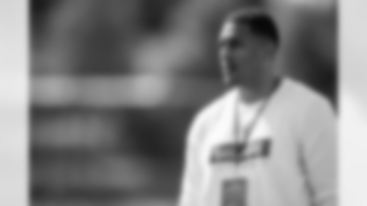 TAMPA, FL - May 07, 2024 - National Coaching Academy participant Jonn Mathews, American Football Academy Co-Coordinator/Coach BKI Akademiet, during Phase 2 at AdventHealth Training Center. Photo By Kyle Zedaker/Tampa Bay Buccaneers
