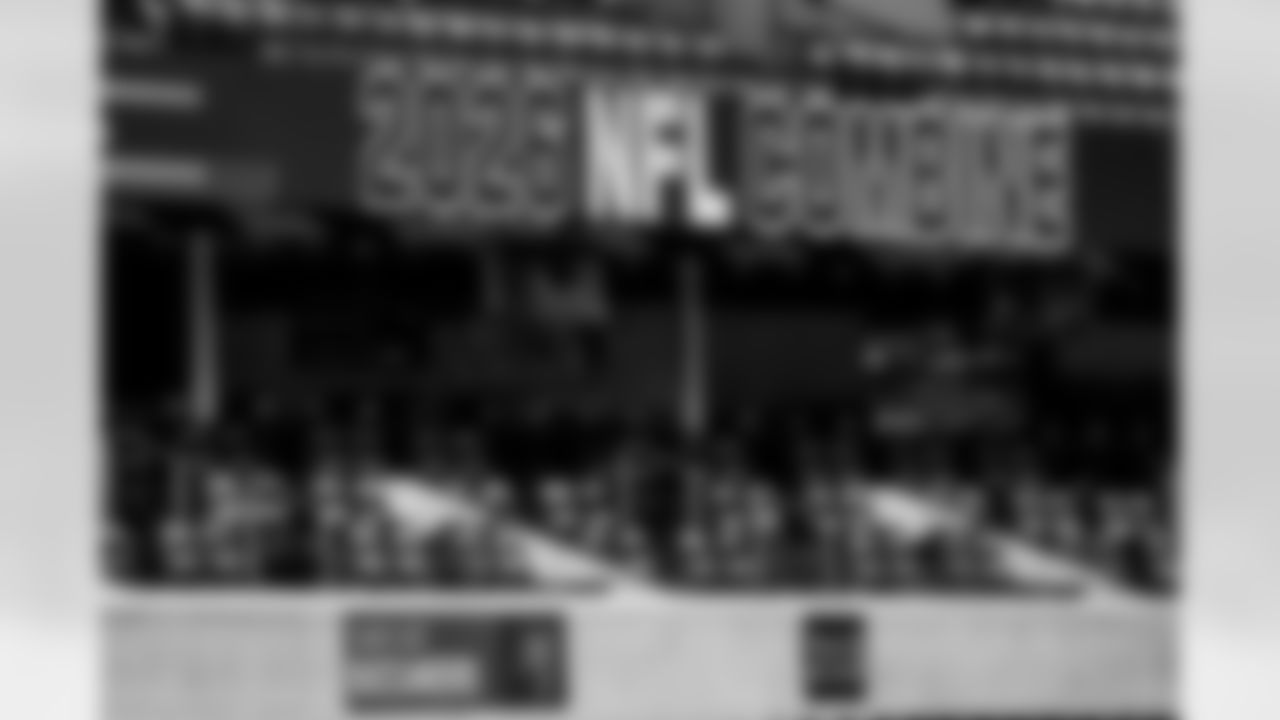 INDIANAPOLIS, IN - February 26, 2026 - The 2026 NFL Combine at Lucas Oil Stadium. Photo By Tori Richman/Tampa Bay Buccaneers