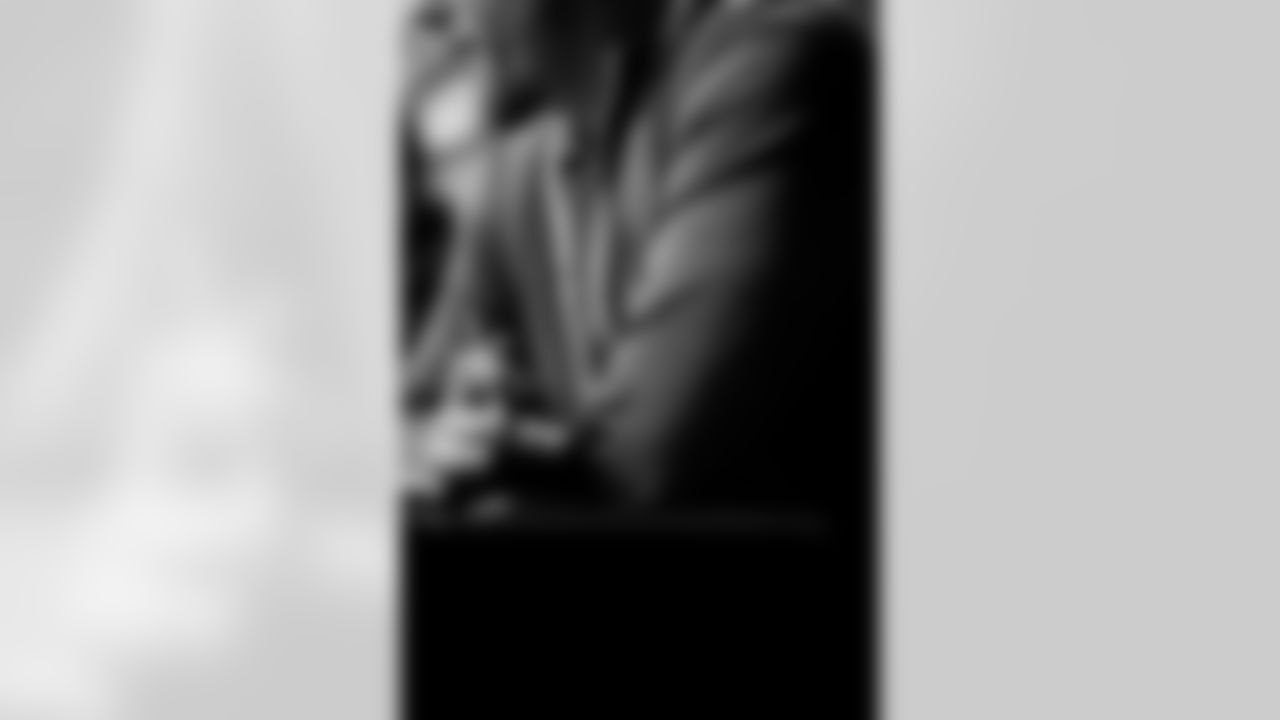 INDIANAPOLIS, IN - February 25, 2026 - Formal Interviews at the 2026 NFL Combine at Lucas Oil Stadium. Photo By Tori Richman/Tampa Bay Buccaneers