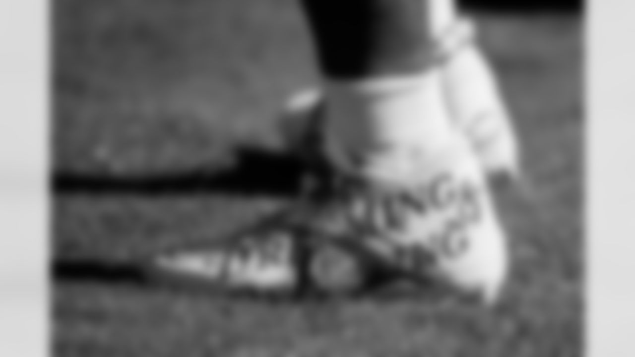 TAMPA, FL - November 28, 2025 - Defensive Lineman C.J. Brewer #52 of the Tampa Bay Buccaneers cleats for My Cause My Cleats during practice at AdventHealth Training Center. Photo By Kyle Zedaker/Tampa Bay Buccaneers