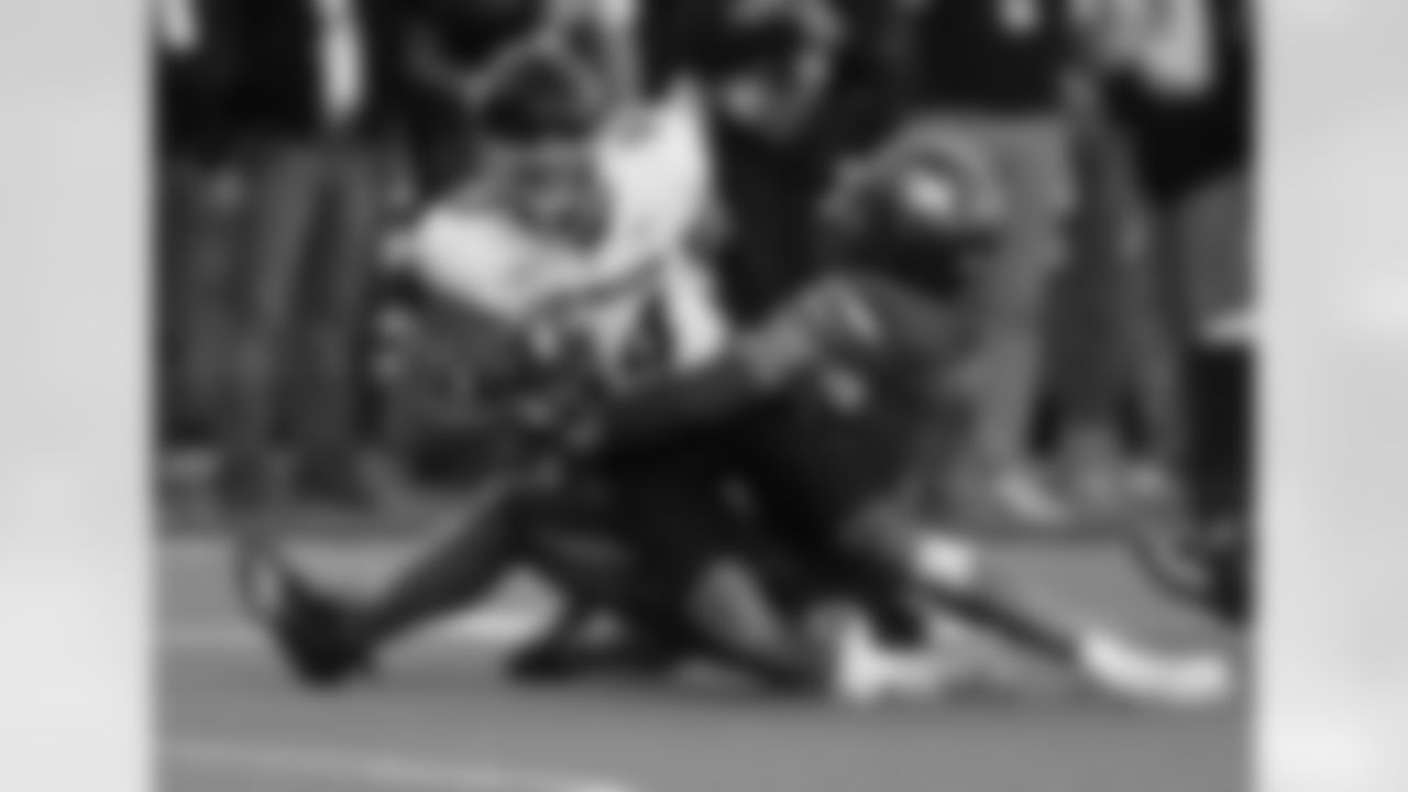 Colorado's wide receiver Will Sheppard (14) is tackled by Texas Tech's linebacker Jacob Rodriguez (10) during the second half of an NCAA college football game, Saturday, Nov. 9, 2024, in Lubbock, Texas. (AP Photo/Annie Rice)