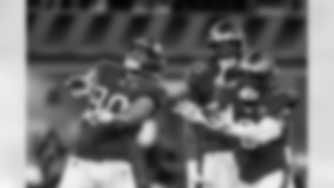 INGLEWOOD, CA - November 23, 2025 - Defensive Lineman Logan Hall #90, Defensive Lineman Elijah Roberts #95, and Outside Linebacker Yaya Diaby #0 of the Tampa Bay Buccaneers during the game between the Tampa Bay Buccaneers and Los Angeles Rams. The Bucs lost the game, 34-7. Photo By Kyle Zedaker/Tampa Bay Buccaneers