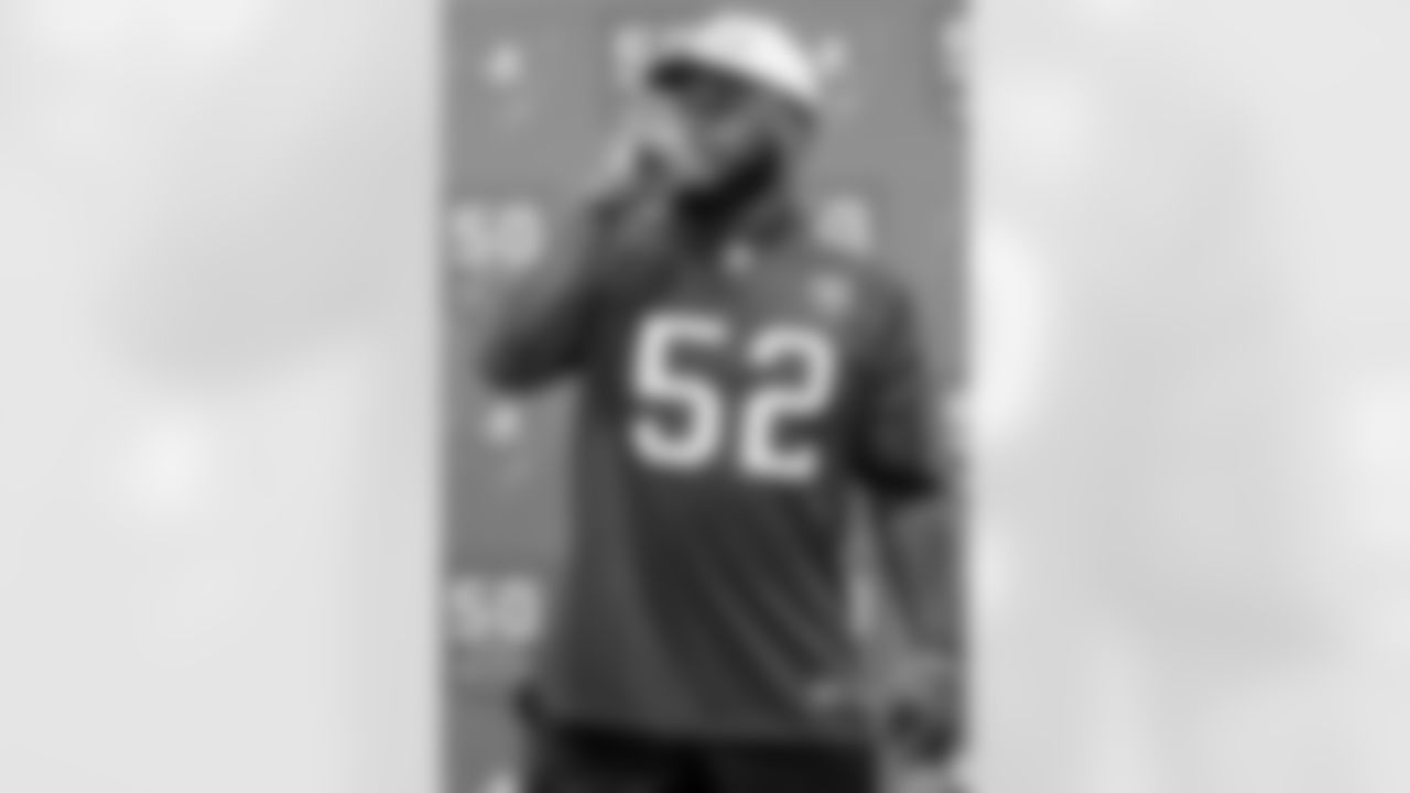 TAMPA, FL - September 10, 2025 - Defensive Lineman C.J. Brewer #52 of the Tampa Bay Buccaneers during the Player-Student Mentoring Session 1 with students from Leto High School and Tampa Bay Tech High School at AdventHealth Training Center. Photo By Tori Richman/Tampa Bay Buccaneers