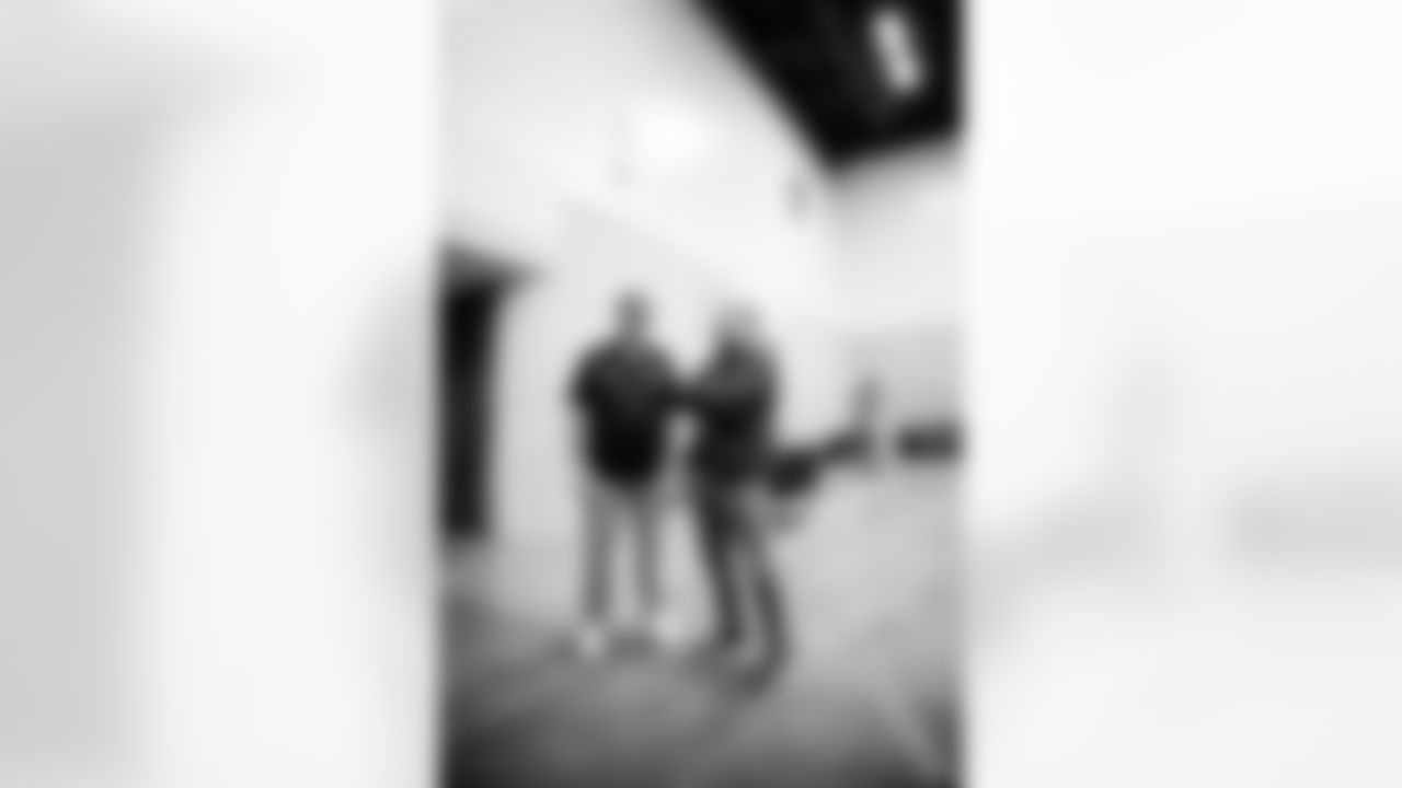 INDIANAPOLIS, IN - February 24, 2026 - General Manager Jason Licht and Senior Director of Communications Michael Pehanic during Media Day at the 2026 NFL Combine. Photo By Tori Richman/Tampa Bay Buccaneers