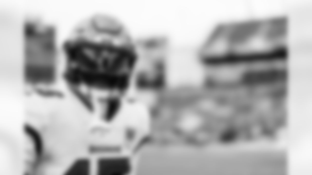 TAMPA, FL - November 09, 2025 - Wide Receiver Tez Johnson #15 of the Tampa Bay Buccaneers before the game between the New England Patriots and Tampa Bay Buccaneers. The Bucs lost the game, 28-23. Photo By Tori Richman/Tampa Bay Buccaneers