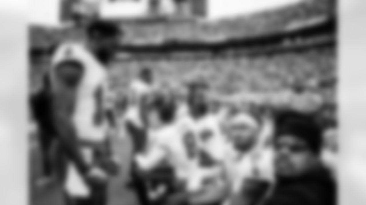 CHARLOTTE, NC - December 21, 2025 - Wide Receiver Chris Godwin Jr. #14, Wide Receiver Jalen McMillan #11, Wide Receiver Emeka Egbuka #2, and Wide Receiver Sterling Shepard #17 of the Tampa Bay Buccaneers before the game between the Tampa Bay Buccaneers and Carolina Panthers. The Bucs lost the game, 23-20. Photo By Kyle Zedaker/Tampa Bay Buccaneers