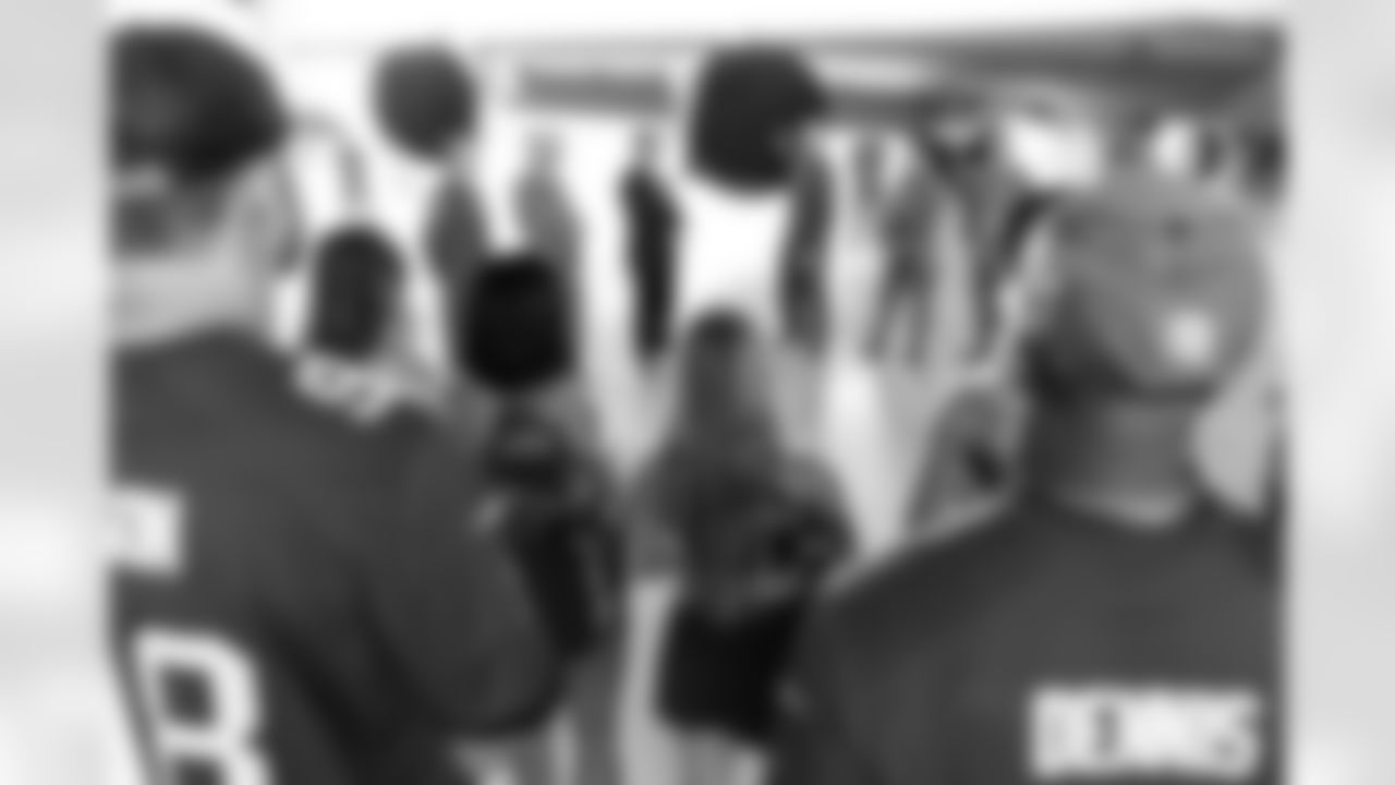 TAMPA, FL - December 02, 2025 - Engine covers are revealed during a visit to MacDill Air Force Base. Photo By Kyle Zedaker/Tampa Bay Buccaneers