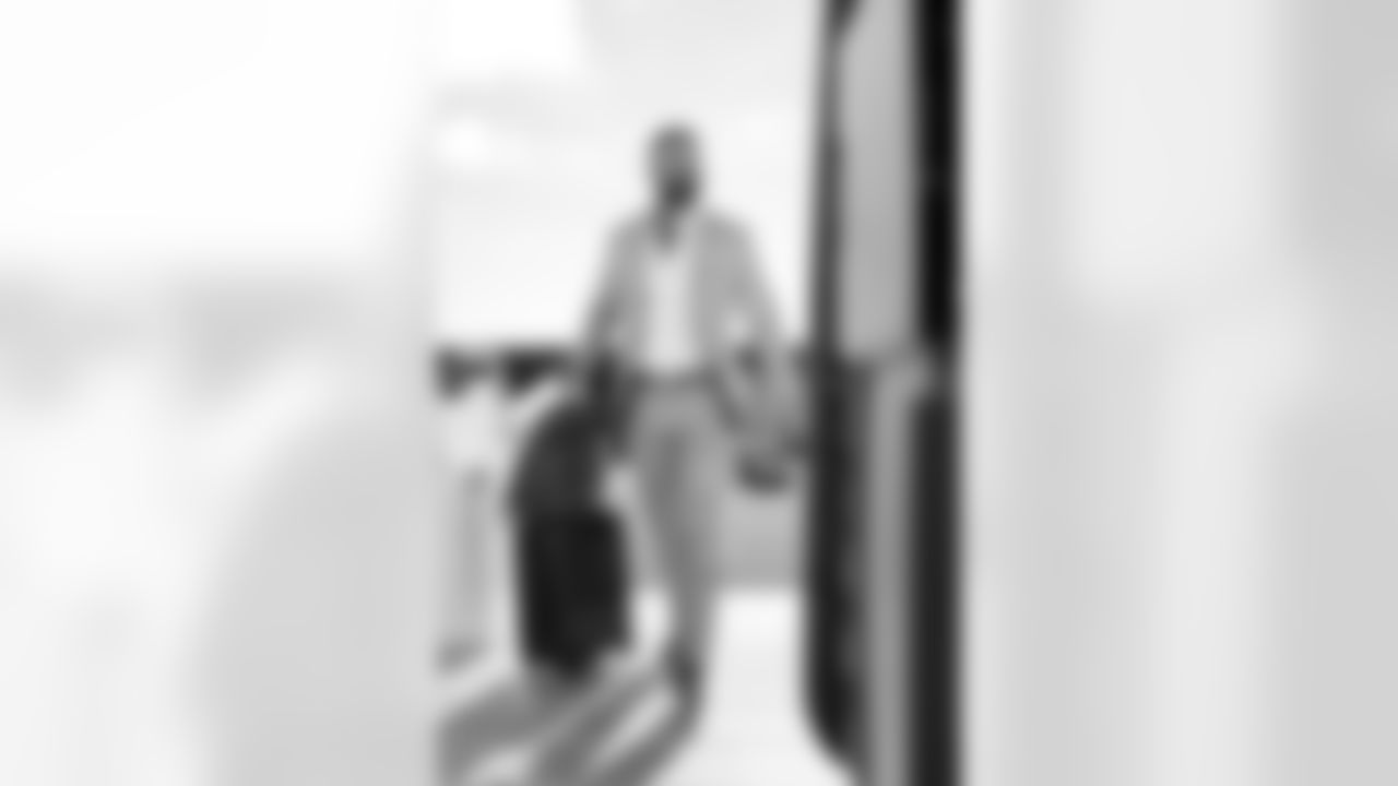 TAMPA, FL - December 27, 2025 - Kicker Chase McLaughlin #4 of the Tampa Bay Buccaneers departs Tampa for a Week 17 game against the Miami Dolphins. Photo By Tori Richman/Tampa Bay Buccaneers