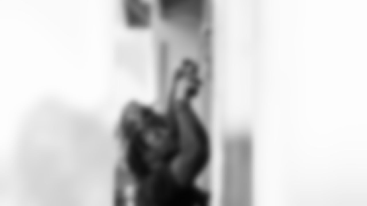 TAMPA, FL - November 18, 2025 - Safety Rashad Wisdom #38 of the Tampa Bay Buccaneers during a home build with Habitat for Humanity of Tampa Bay Hillsborough. Photo By Doug DeFelice/Tampa Bay Buccaneers