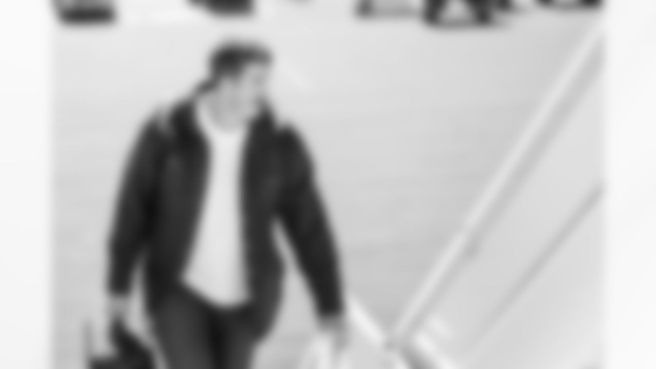 TAMPA, FL - November 15, 2025 - Offensive Tackle Charlie Heck #77 of the Tampa Bay Buccaneers departs before the Bucs' game against the Buffalo Bills. Photo By Tori Richman/Tampa Bay Buccaneers