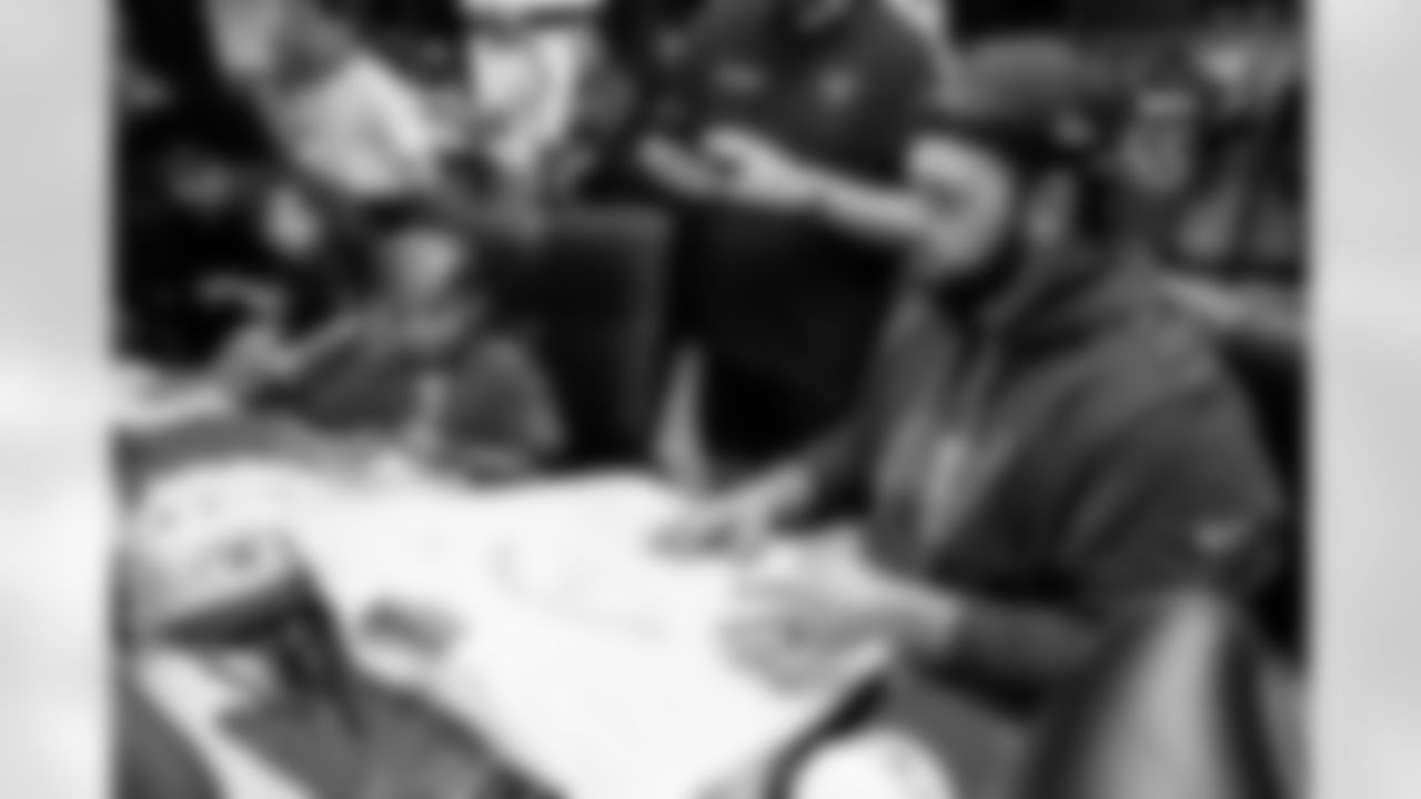 TAMPA, FL - November 19, 2025 - Guard Ben Bredeson #68 of the Tampa Bay Buccaneers during a visit with Triumph Together Cancer Warriors. Photo By Kyle Zedaker/Tampa Bay Buccaneers