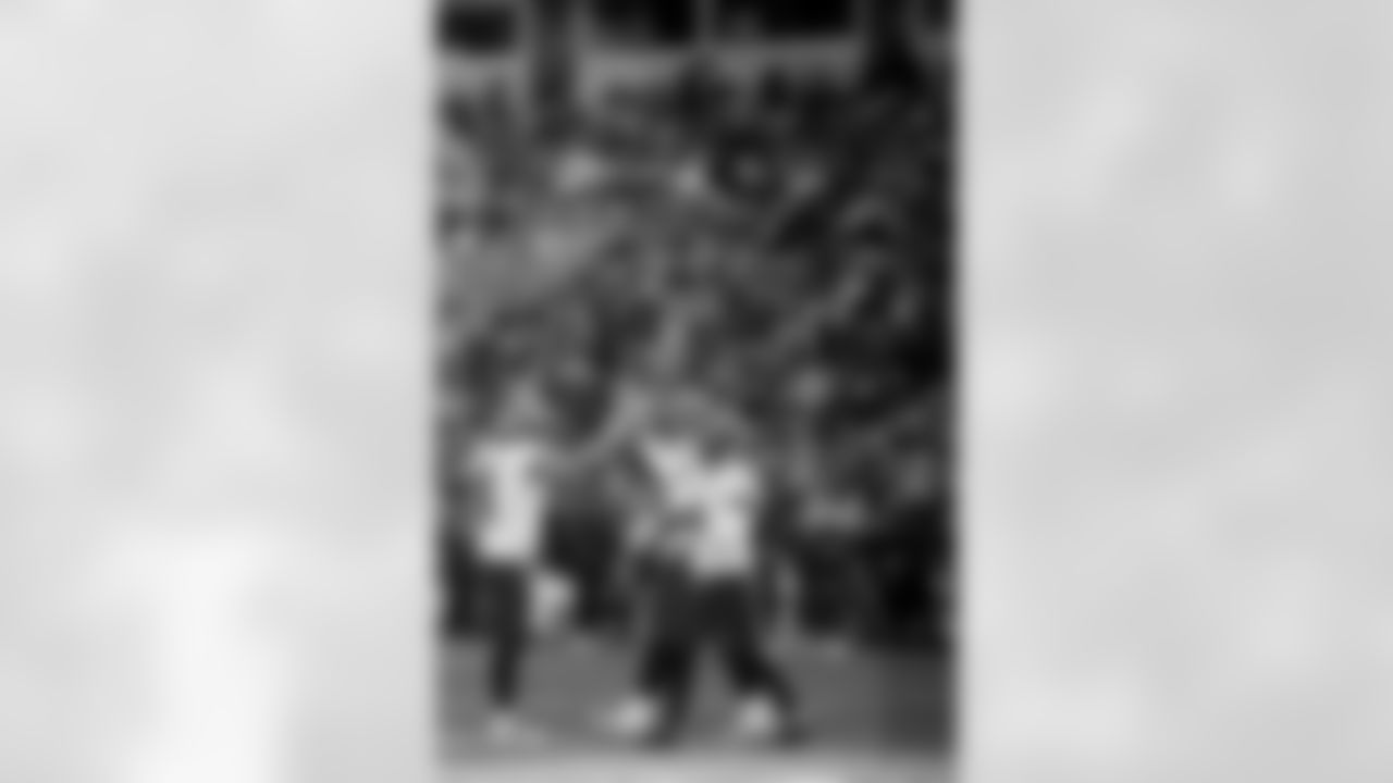 CHARLOTTE, NC - December 21, 2025 - Quarterback Baker Mayfield #6 and Kicker Chase McLaughlin #4 of the Tampa Bay Buccaneers during the game between the Tampa Bay Buccaneers and Carolina Panthers. The Bucs lost the game, 23-20. Photo By Tori Richman/Tampa Bay Buccaneers