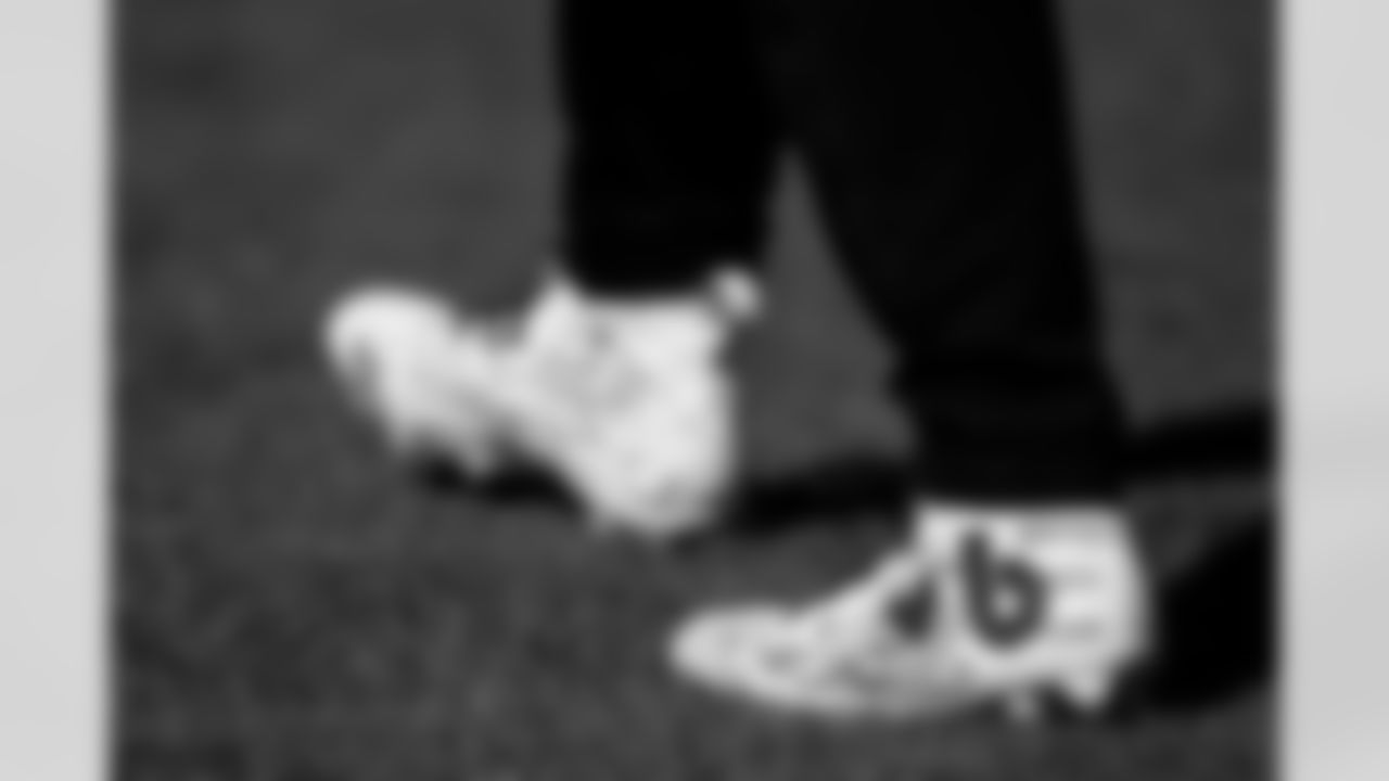 TAMPA, FL - November 28, 2025 - Quarterback Baker Mayfield #6 of the Tampa Bay Buccaneers cleats for My Cause My Cleats during practice at AdventHealth Training Center. Photo By Kyle Zedaker/Tampa Bay Buccaneers