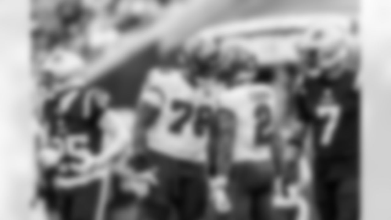 TAMPA, FL - November 09, 2025 - Tackle Tristan Wirfs #78 and Wide Receiver Emeka Egbuka #2 of the Tampa Bay Buccaneers during the game between the New England Patriots and Tampa Bay Buccaneers. The Bucs lost the game, 28-23. Photo By Tori Richman/Tampa Bay Buccaneers