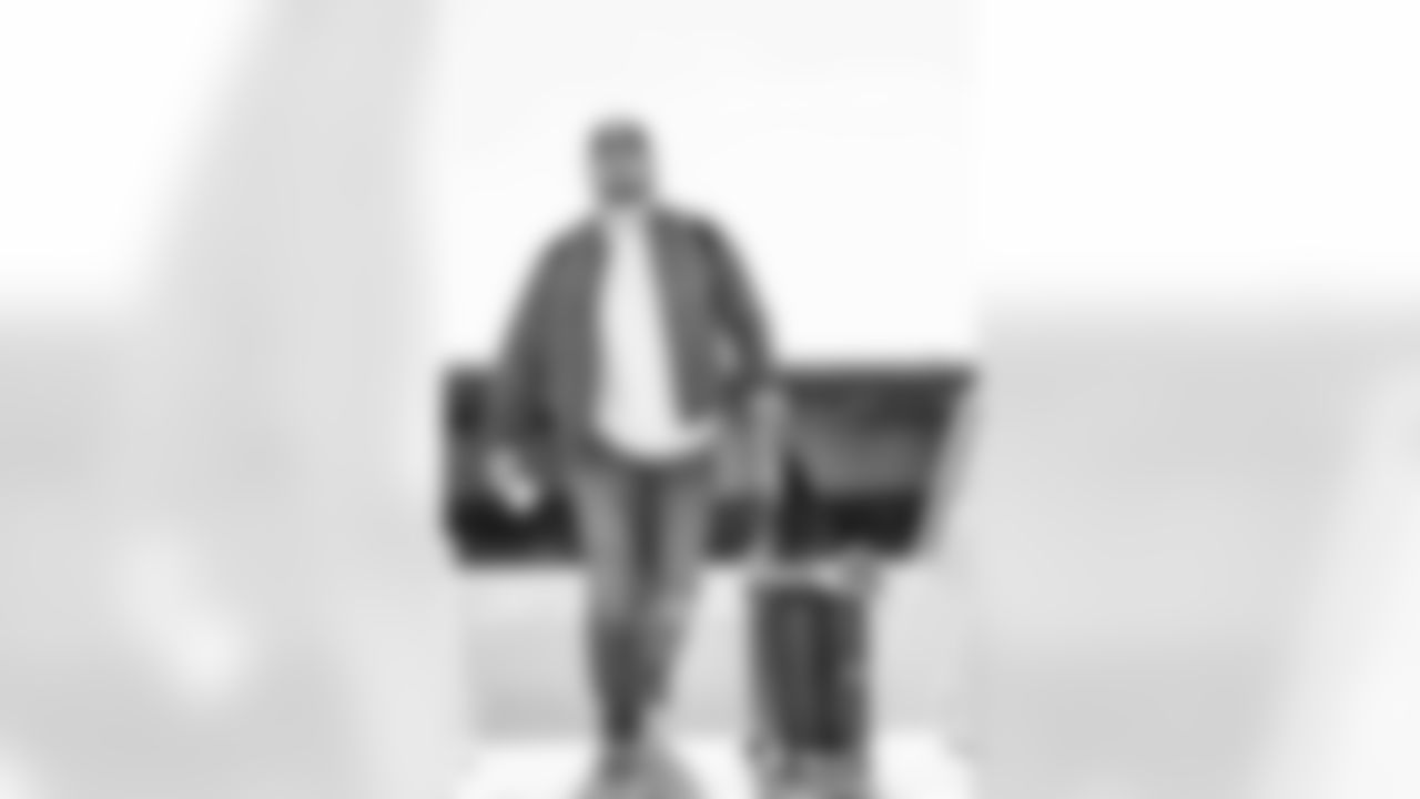 TAMPA, FL - November 15, 2025 - Guard Luke Goedeke #67 of the Tampa Bay Buccaneers departs before the Bucs' game against the Buffalo Bills. Photo By Tori Richman/Tampa Bay Buccaneers