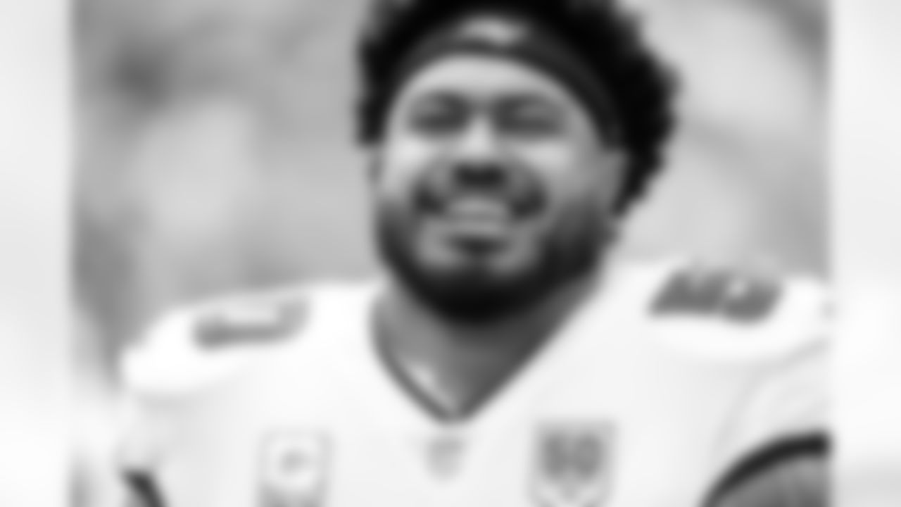 TAMPA, FL - November 09, 2025 - Defensive Tackle Vita Vea #50 of the Tampa Bay Buccaneers before the game between the New England Patriots and Tampa Bay Buccaneers. The Bucs lost the game, 28-23. Photo By Doug DeFelice/Tampa Bay Buccaneers