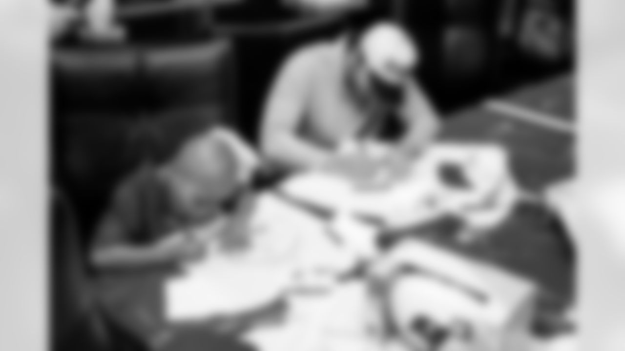 TAMPA, FL - November 19, 2025 - Quarterback Baker Mayfield #6 of the Tampa Bay Buccaneers during a visit with Triumph Together Cancer Warriors. Photo By Kyle Zedaker/Tampa Bay Buccaneers