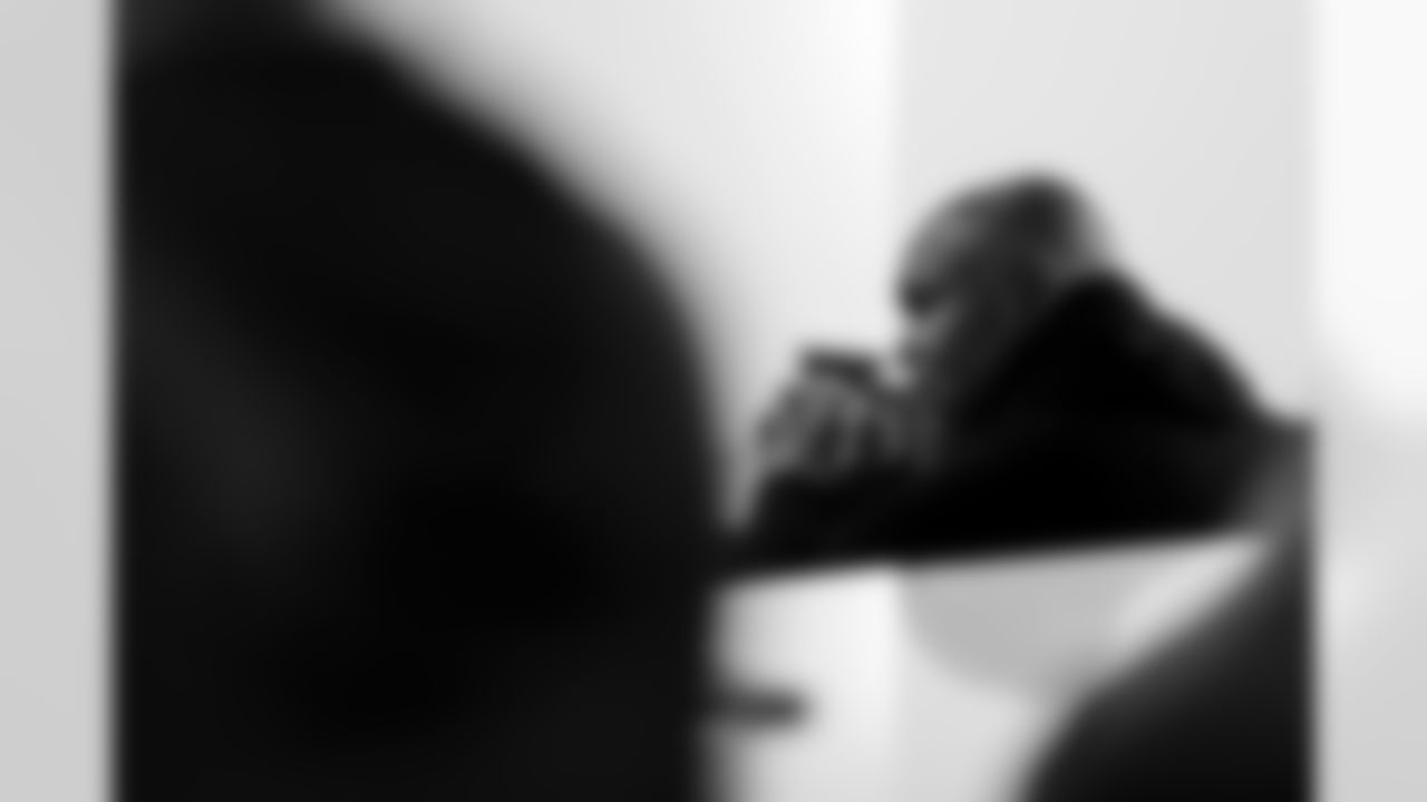 INDIANAPOLIS, IN - February 23, 2026 - Head Coach Todd Bowles of the Tampa Bay Buccaneers during Formal Interviews at the 2026 NFL Combine at Lucas Oil Stadium. Photo By Tori Richman/Tampa Bay Buccaneers