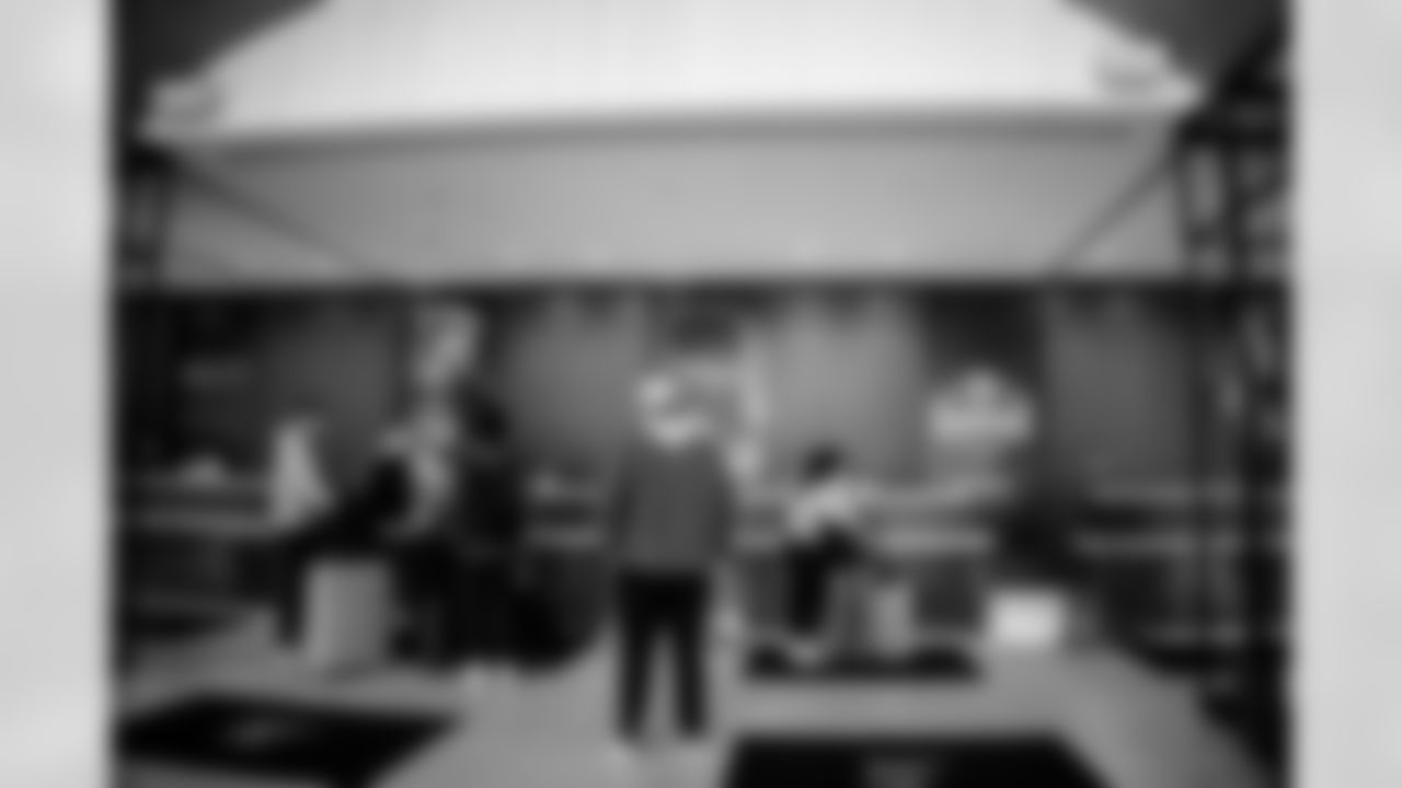 INDIANAPOLIS, IN - February 23, 2026 - Scouts arrive in Indianapolis for the 2026 NFL Combine at Lucas Oil Stadium. Photo By Tori Richman/Tampa Bay Buccaneers