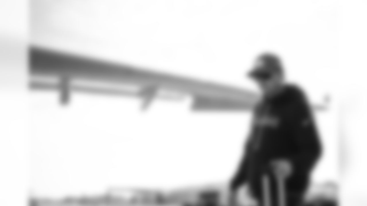 TAMPA, FL - November 22, 2025 - Offensive Coordinator Josh Grizzard of the Tampa Bay Buccaneers departs before the game against the Los Angeles Rams. Photo By Tori Richman/Tampa Bay Buccaneers