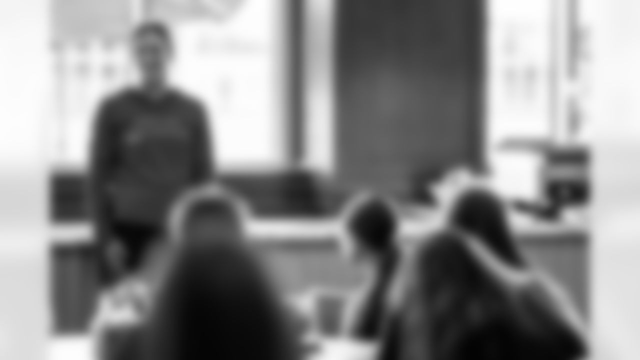 TAMPA, FL - December 16, 2025 - The final session of the Player-Student Mentoring Program at AdventHealth Training Center. Photo By Kyle Zedaker/Tampa Bay Buccaneers