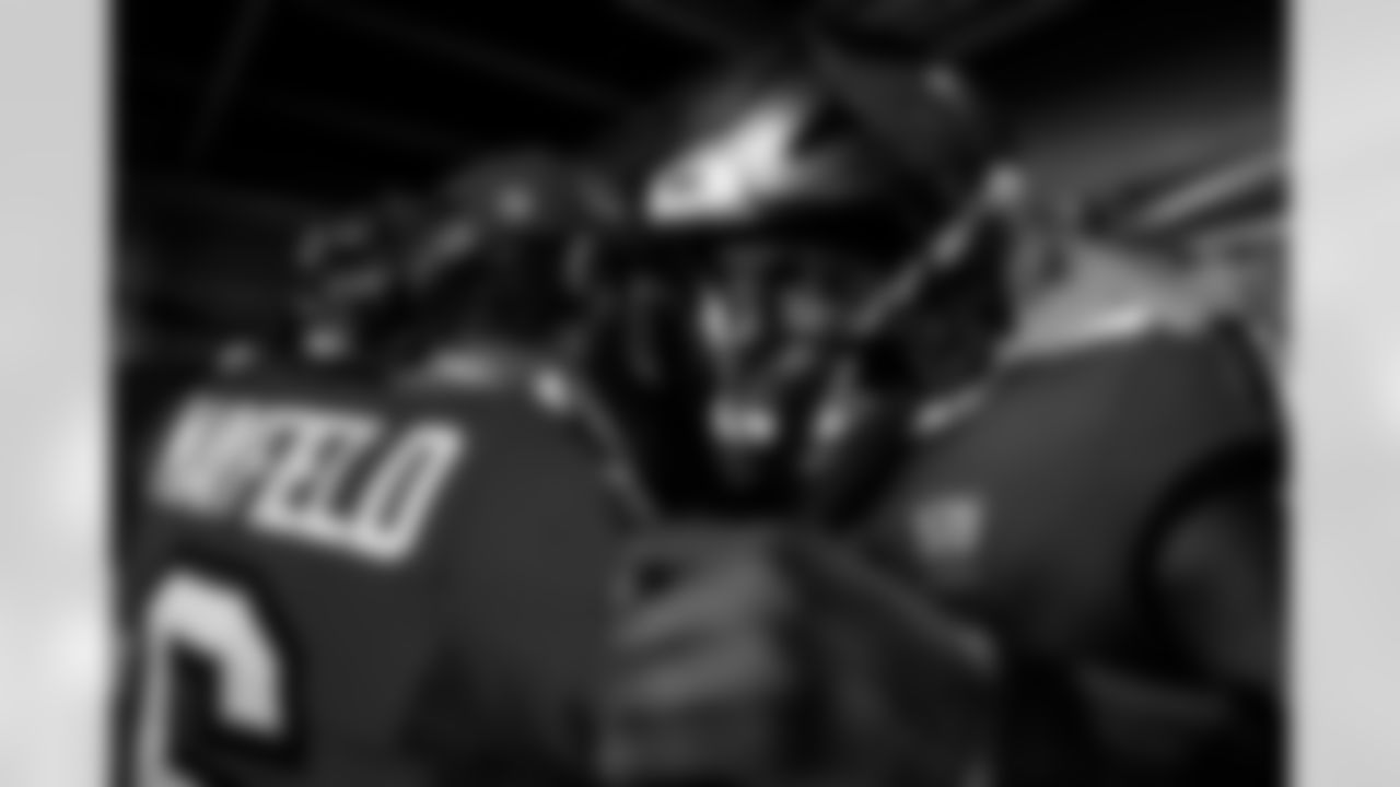 INGLEWOOD, CA - November 23, 2025 - Quarterback Baker Mayfield #6 and Wide Receiver Chris Godwin Jr. #14 of the Tampa Bay Buccaneers before the game between the Tampa Bay Buccaneers and Los Angeles Rams. The Bucs lost the game, 34-7. Photo By Kyle Zedaker/Tampa Bay Buccaneers