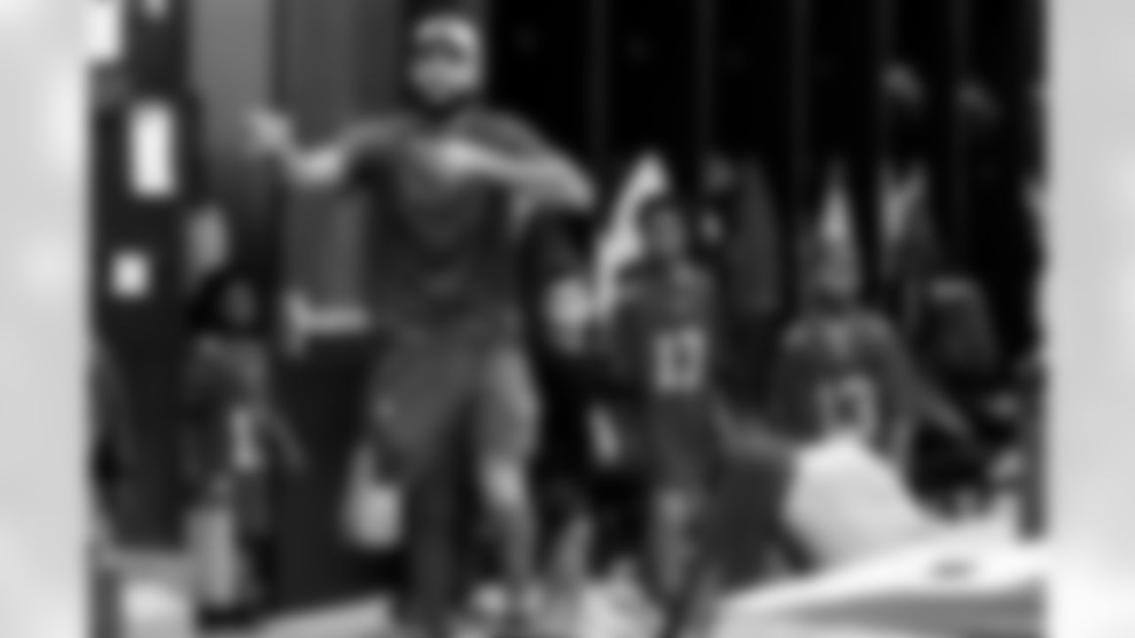 TAMPA, FL - December 05, 2025 - Mike and Ashli Evans host the Mike Evans Family Foundation 'Catch for Christmas' holiday event at AdventHealth Training Center. Photo By Kyle Zedaker/Tampa Bay Buccaneers