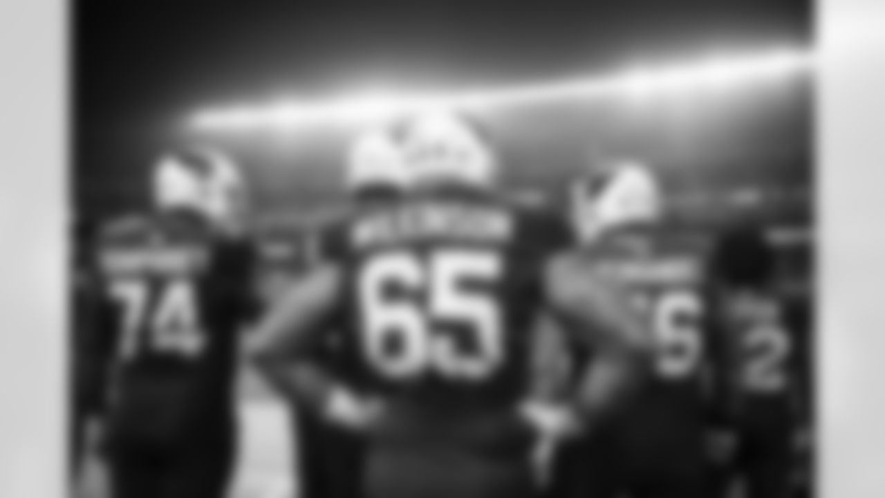 Arizona Cardinals offensive lineman Elijah Wilkinson (65) during the Week 16 regular season game between the Arizona Cardinals and the Chicago Bears on Sunday, Dec 24, 2023 in Chicago, IL.