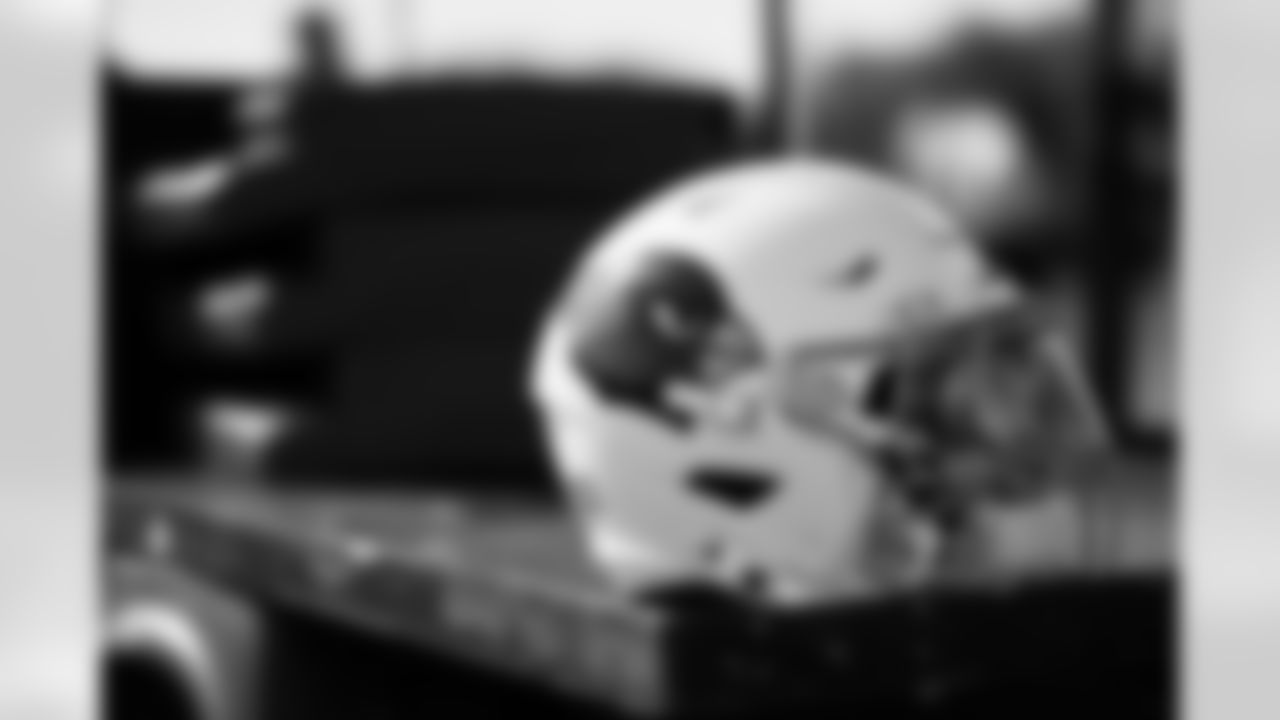Arizona Cardinals helmet during practice at the Dignity Health Training Facility on Wednesday, December 11, 2024 in Tempe, AZ.