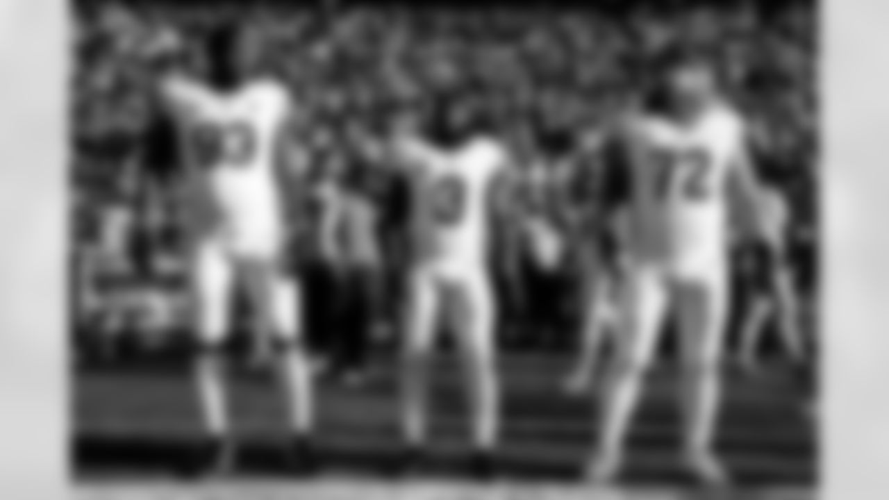 Arizona Cardinals defensive lineman Calais Campbell (93), Arizona Cardinals safety Budda Baker (3) and Arizona Cardinals offensive lineman Hjalte Froholdt (72) during the Week 10 regular season game between the Arizona Cardinals and the Seattle Seahawks on Sunday, Nov. 9, 2025 in Seattle, WA.