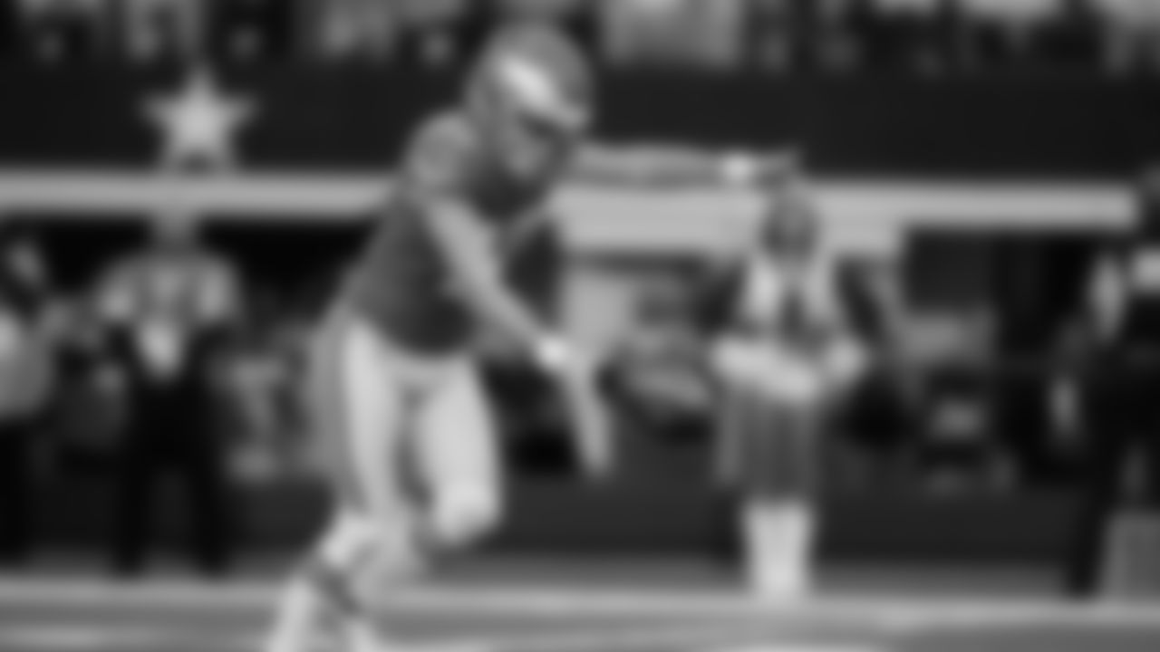 Philadelphia Eagles punter Braden Mann punts during an NFL football game against the Dallas Cowboys Sunday, Nov. 23, 2025, in Arlington, Texas. (AP Photo/Tony Gutierrez)