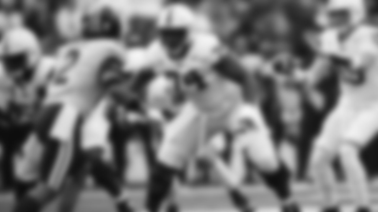Penn State offensive lineman Olumuyiwa Fashanu (74) in action during the first half of an NCAA college football game against Maryland, Saturday, Nov. 4, 2023, in College Park, Md. (AP Photo/Nick Wass)