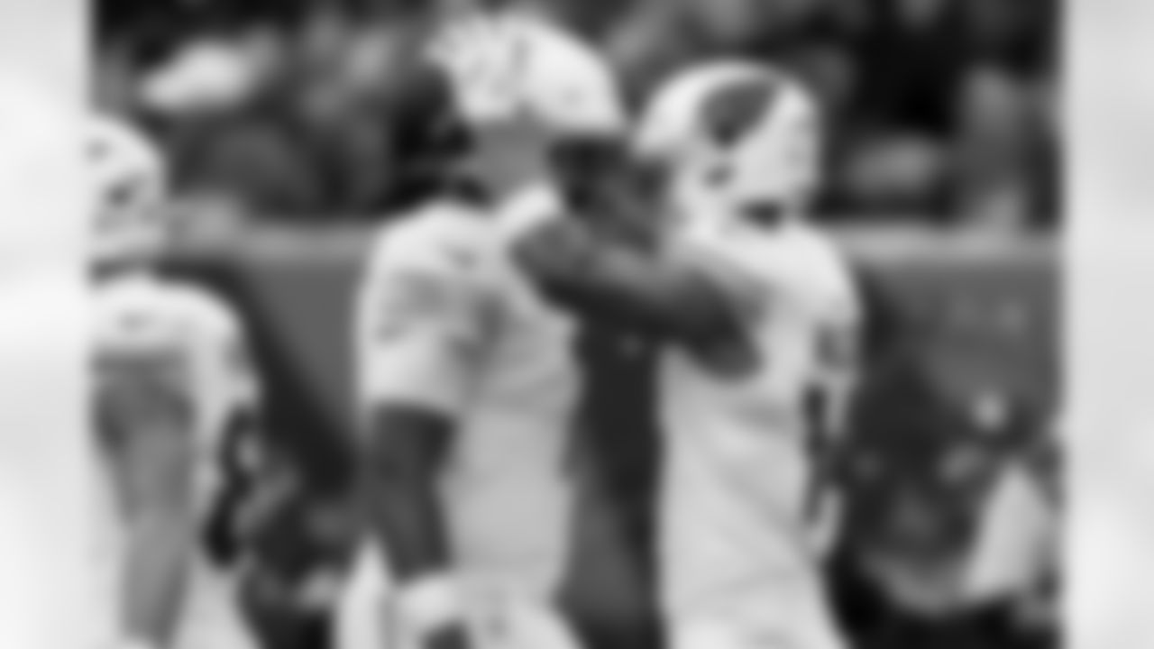 Arizona Cardinals wide receiver Michael Wilson (14) and Arizona Cardinals quarterback Jacoby Brissett (7) during the Week 17 regular season game between the Arizona Cardinals and the Cincinnati Bengals on Sunday, Dec. 28, 2025 in Cincinnati, OH.