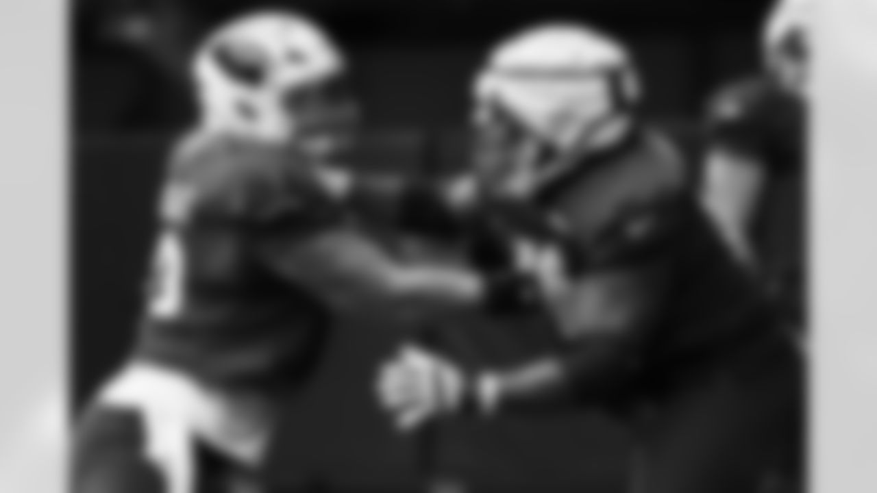 Arizona Cardinals offensive lineman Hjalte Froholdt (72) and Arizona Cardinals offensive lineman Jon Gaines II (59) during 2025 Training Camp on Monday, July 28, 2025 at State Farm Stadium.