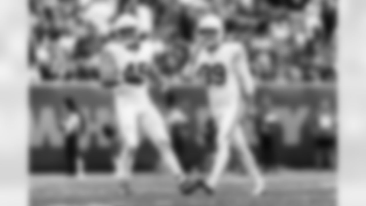 Arizona Cardinals punter Matt Haack (39) and Arizona Cardinals tight end Josiah Deguara (45) during the Week 17 regular season game between the Arizona Cardinals and the Cincinnati Bengals on Sunday, Dec. 28, 2025 in Cincinnati, OH.