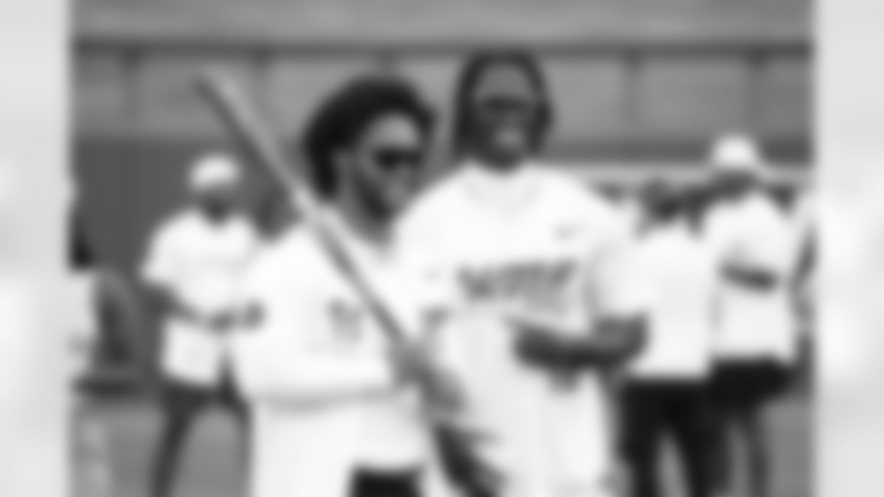 Arizona Cardinals quarterback Kyler Murray (1) hosts his inaugural Kyler Murray Foundation Charity Celebrity Softball Game at Salt River Fields at Talking Stick on Saturday, May 17, 2025 in Scottsdale, AZ.