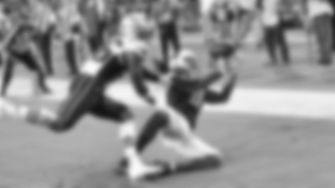 Larry Fitzgerald scores the 100th touchdown of his career against the Patriots in 2016.