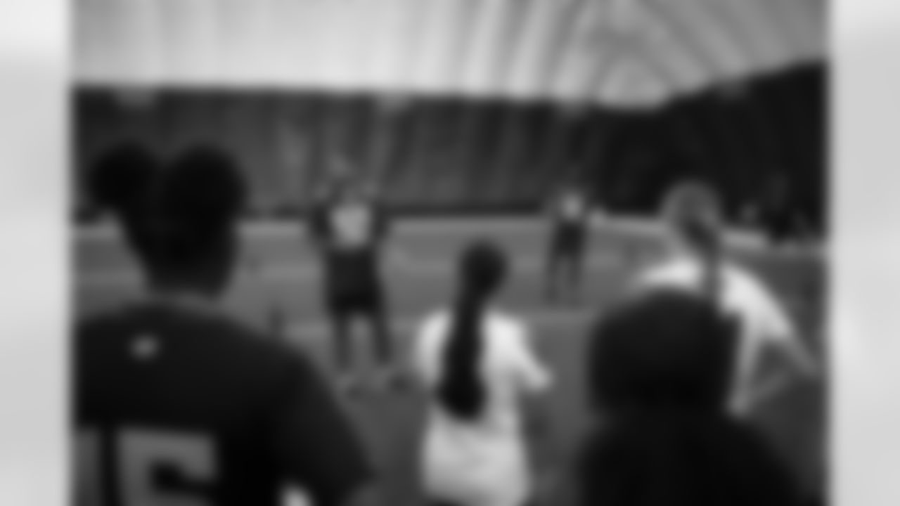 The Arizona Cardinals 2025 rookie class hosts a girls flag football skills camp presented by Dignity Health at the Dignity Health Training Facility on Saturday, June 7, 2025 in Tempe, AZ.