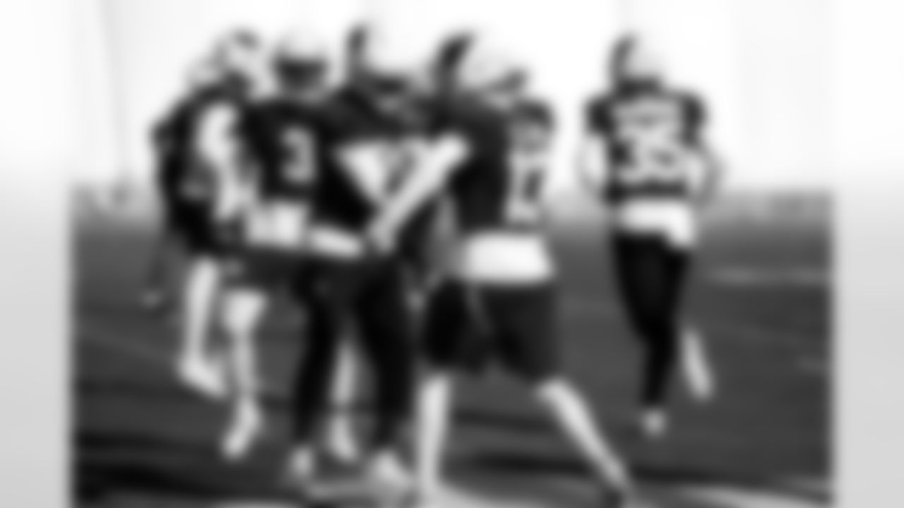 Arizona Cardinals cornerback Kei'Trel Clark (13) and Arizona Cardinals cornerback Denzel Burke (29) during practice at the Dignity Health Training Facility on Thursday, Dec. 18, 2025 in Tempe, AZ.