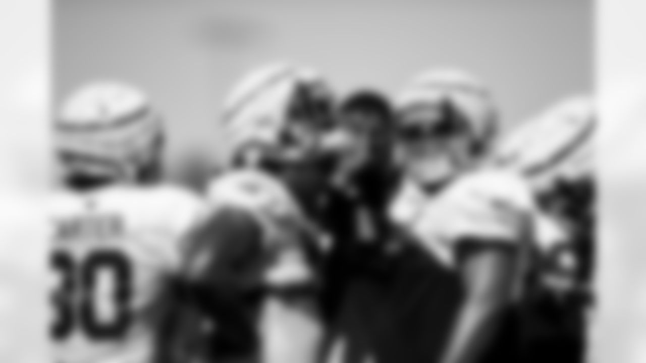 Arizona Cardinals defensive lineman Anthony Goodlow (95) and Arizona Cardinals defensive lineman PJ Mustipher (79) during practice at the Dignity Health Training Facility on Thursday, Oct. 16, 2025 in Tempe, AZ.