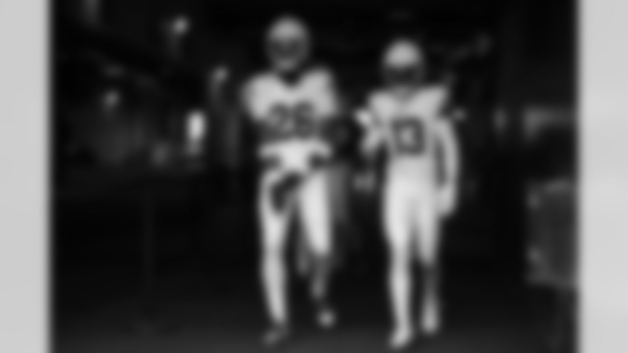 Arizona Cardinals cornerback Bobby Price (26) and Arizona Cardinals cornerback Kei'Trel Clark (13) during the Week 17 regular season game between the Arizona Cardinals and the Philadelphia Eagles on Sunday, Dec 31, 2023 in Philadelphia, PA.