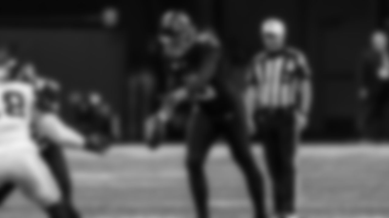 Atlanta Falcons punter Bradley Pinion (13) punts during the first half of an NFL football game against the Seattle Seahawks, Sunday, Dec. 7, 2025, in Atlanta. (AP Photo/Danny Karnik)