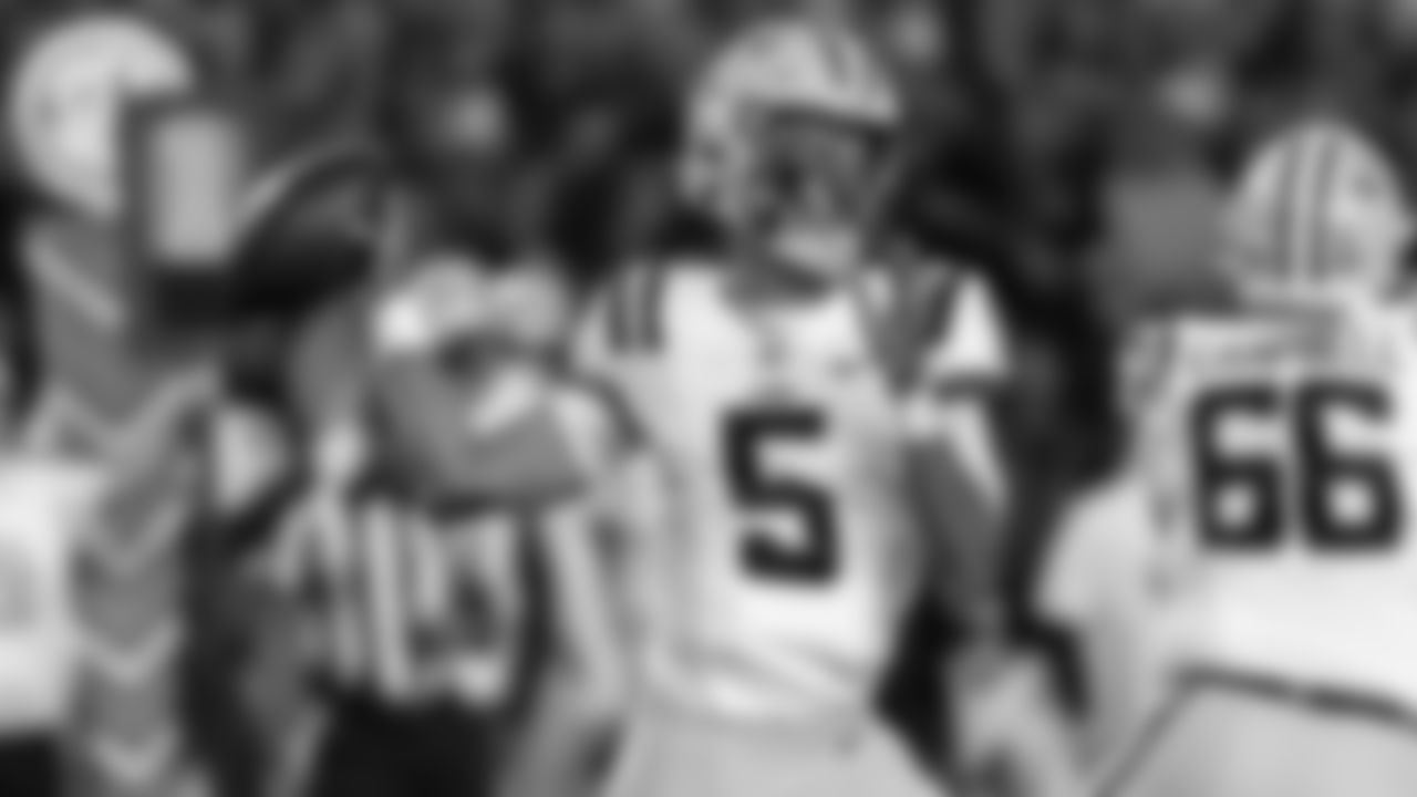FILE - LSU quarterback Jayden Daniels (5) throws a passduring the first half of an NCAA college football game, against Alabama Saturday, Nov. 4, 2023, in Tuscaloosa, Ala. Daniels is a finalists for the Heisman Trophy. (AP Photo/Vasha Hunt, File)