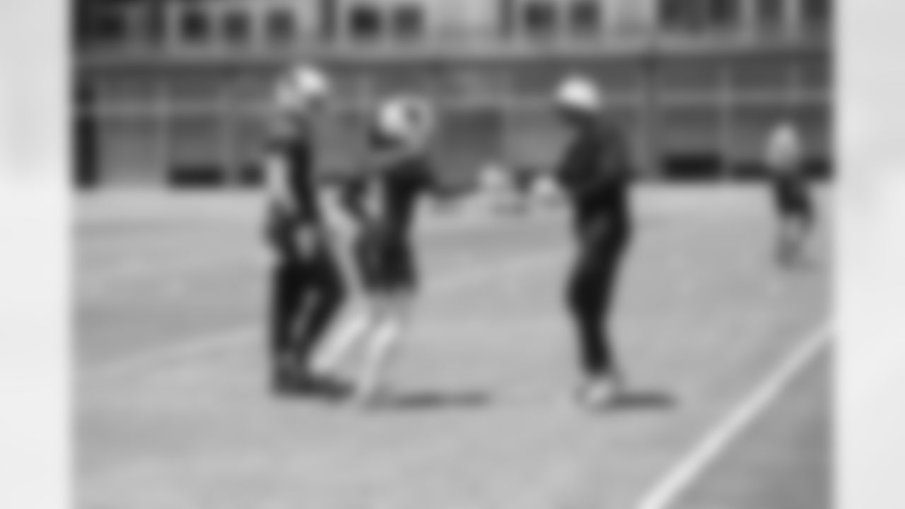Arizona Cardinals wide receiver Greg Dortch (4) and Arizona Cardinals Head Coach Jonathan Gannon during 2024 OTA's Wednesday, May 22, 2024 in Tempe, AZ.